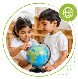 A child exploring a hands-on cultural learning activity