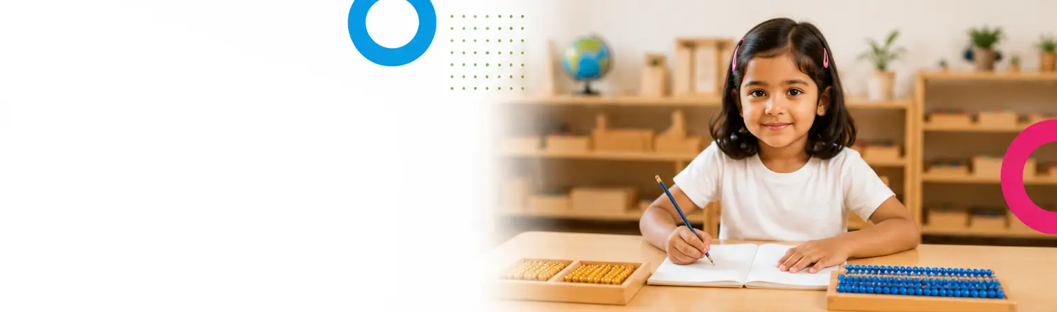Children in a mixed-age Montessori environment observed during classroom learning