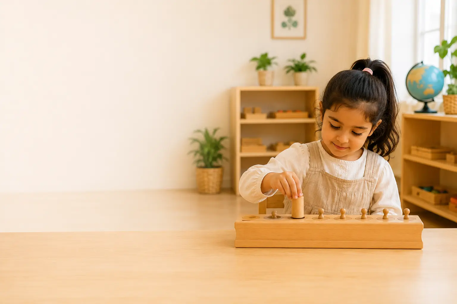 Children engaged in Montessori learning at The Freethinking School